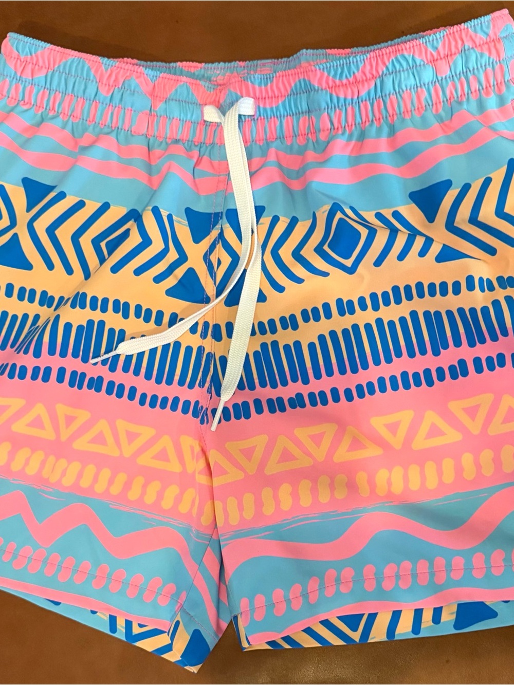 chubbies Pink, Blue & Yellow Geometric Drawstring Shorts